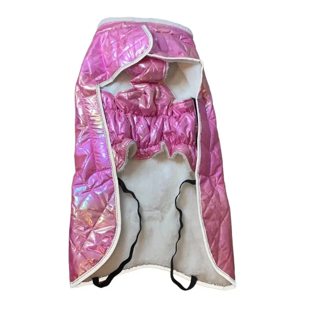 NWOT Petglad Iridescent Pink Quilted Dog Coat‎ Jacket Large Warm Winter Pet Vest